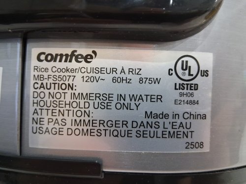 COMFEE' Rice Cooker with Fuzzy Logic Technology, 11 Presets, 20 Cup Cooked Auto Keep Warm, 24-Hr Delay Timer - BLACK (MODEL: ‎MB-FS5077) image 5