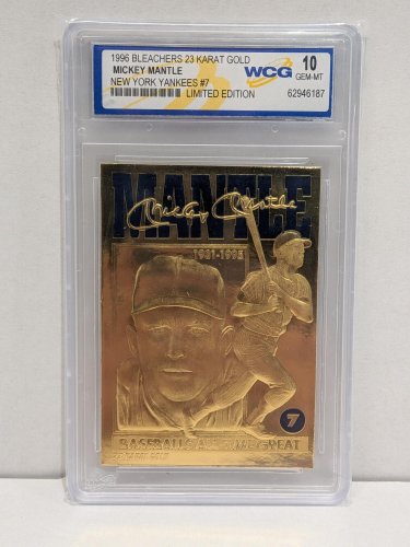 MICKEY MANTLE LTD EDITION MLB YANKEES CARD - WCG GEM MINT 10 - 1996 BLEACHERS 23K GOLD #1832 image 2