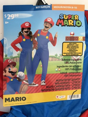 Boys Disguise Nintendo Super Mario Brothers Classic Costume (JUMPSUIT ONLY) - MEDIUM (8-10) - RED BLUE image 2
