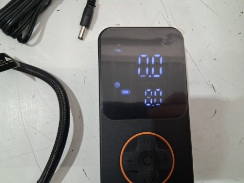 Portable Cordless Automotive Air Pump with LCD Pressure Gauge & LED Light - 150PSI - Black/Orange - (Model: CZK-5614) image 4