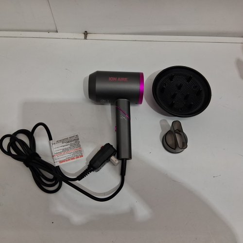 3pc igia ion aire folding travel hair dryer - grey/pink image 3
