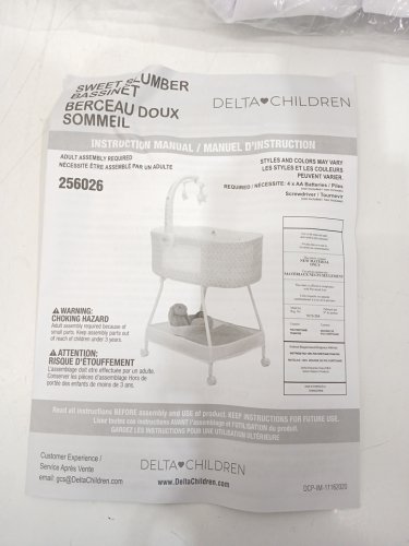 Delta Children Sweet Slumber Bassinet for infants 0-5 months - 18” x 32” x 45” - White/Grey (Garden Path) -(‎MODEL: 25602-2175) image 10