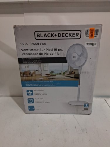 BLACK + DECKER 3-SPEED OSCILLATING STANDING FAN - 16" - WHITE (MODEL: BFSR16W) image 2