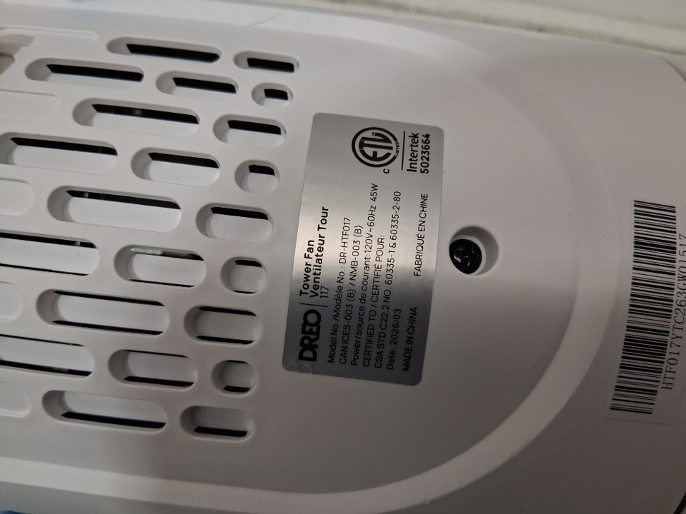 Dreo Cruiser TF117 Oscillating Tower Fan with Remote Control - 36" - White /silver (model: dr-htf017) image 7