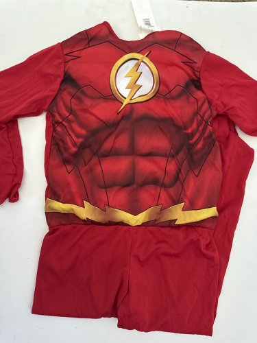 2pc BOY'S DC THE FLASH COSTUME WITH MASK - MEDIUM 8/10 - RED image 2