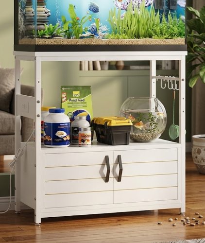 Bestier Aquarium Stand with Power Outlets and storage - 31.5" L x 15.7" W - white (model: P300580SUS-WHT) image 1