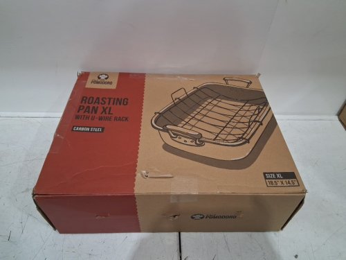 Chef Pomodoro Deluxe X-Large Carbon Steel Roasting Pan with U-Rack, 18.5'' x 14.5'' image 2