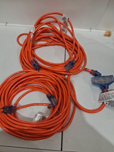 3PC Prime Wire Outdoor Extension Cord Combo with 2 Extension Cords and 2FT Triple Tap Adapter - 50FT - Orange (Model: 1734187) image 4
