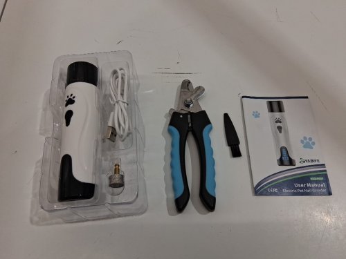 6PC YABIFE rechargeable ELECTRIC PET NAIL GRINDER WITH TWO DIFFERENT TIPS and clippers - white/black image 2