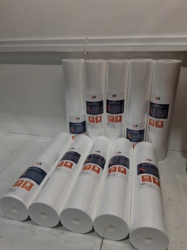 10PK Aquaboon 5 Micron Grooved Sediment Water Filter Replacement Cartridge - 20''x4.5'' - WHITE image 3