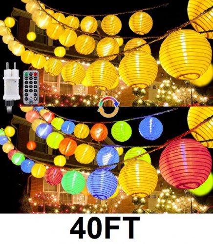 StarryEver Outdoor Patio led fairy Lights with remote - 40ft - white/multicoloured image 1