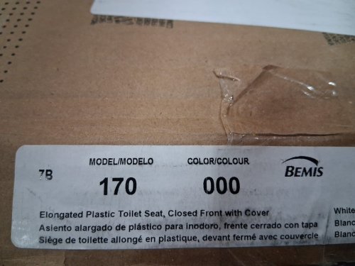 BEMIS ELONGATED PLASTIC TOILET SEAT - 18" - 000 WHITE (MODEL: 170 000) image 2