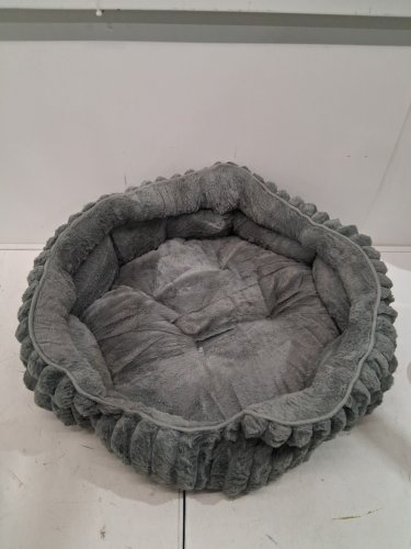 bedsure comfyfleece round corduroy pet bed - medium (23"x8.5") - grey image 2