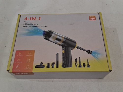 Cordless portable Handheld Vacuum Cleaner blower - 21000PA, 4-in-1, led lights - grey/yellow (model: lt-145) image 2
