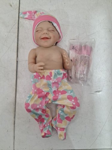 DUDULUNA Realistic Full Silicone Smiling Baby Girl Doll with accessories -19"- pink image 2
