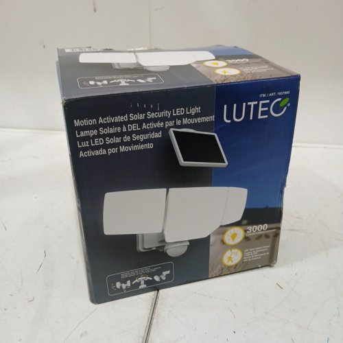 LUTEC MOTION ACTIVATED SOLAR SECURITY LED FLOOD LIGHT - 5000K - 3000LM - WHITE (MODEL: 1937995) image 2