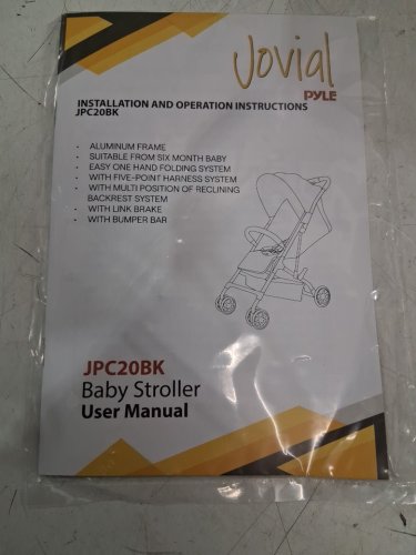 PYLE JOVIAL PORTABLE FOLDING BABY STROLLER - BLACK (MODEL: JPC20BK) image 6