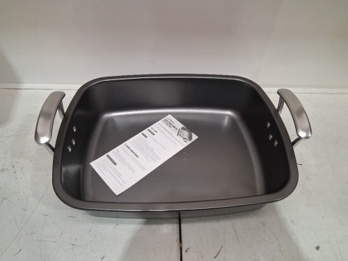 Chef Pomodoro Deluxe X-Large Carbon Steel Roasting Pan with U-Rack, 18.5'' x 14.5'' image 3
