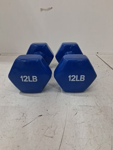 2PK AMAZONBASICS VINYL COATED DUMBBELLS - 12LBS EACH - BLUE image 2