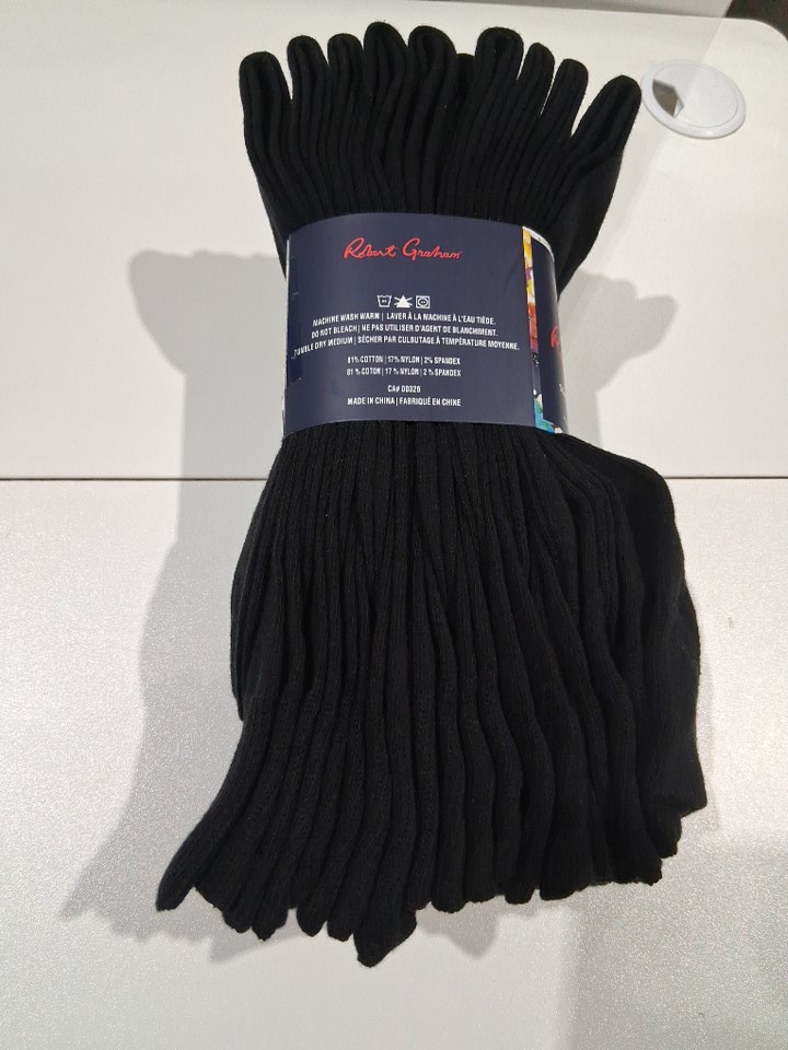 10PR MEN'S robert graham soft cotton classic knit socks - shoe size 7-12 - black - (style: 6999293) image 2