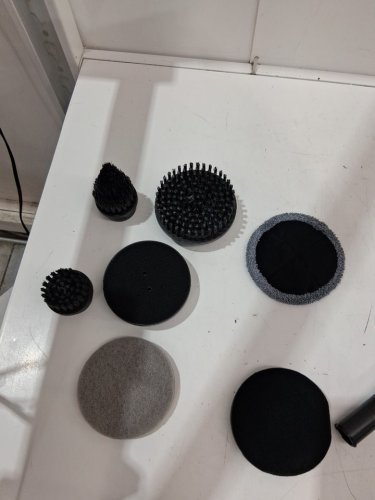 hoto electric spin scrubber brush with 6 Brush Heads - 51" handle - black (model: QWQJS001/1848324) image 7