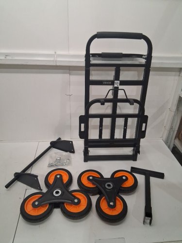 HEAVY-DUTY FOLDING STAIR CLIMBING CART WITH TELESCOPING HANDLE & 6 WHEELS - 220LBS CAP - BLACK / ORANGE (MODEL: KT-2025D) image 3