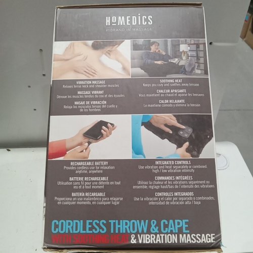 Homedics CORDLESS THROW & CAPE with HEAT and soothing VIBRATION massage - BLACK (Model: hcm-trw210hbf) image 5