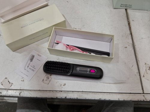 cordless Hair Straightening Comb with usb cable - pink grey (model:zs-002) image 2