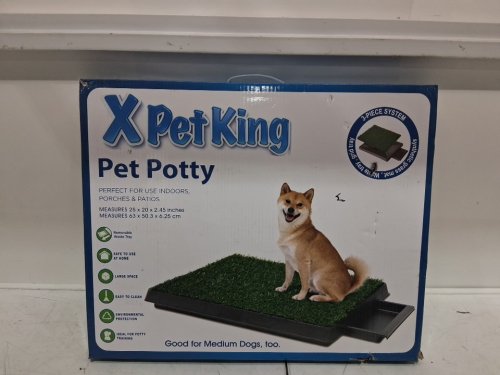 3pc pet potty dog relief system with removable waste tray - 25" x 20" - black/green image 2