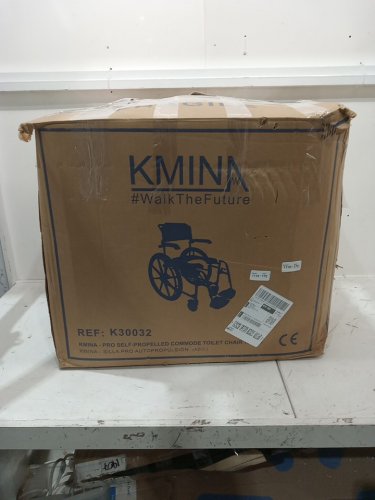 KMINA Adjustable Rolling Shower Commode Wheelchair - 265lb max - blue (model: K30032) image 2
