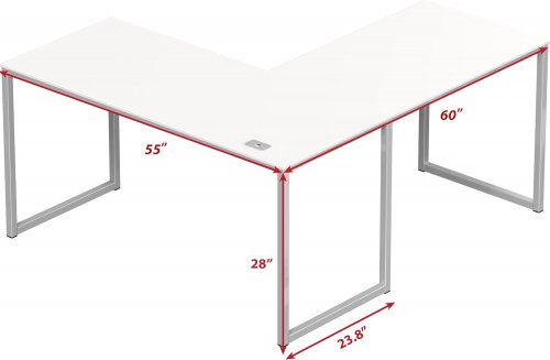 SHW Mission L-Shape Home Office Computer Desk - 55" x 60" x 28" - White (Model: OD-13L#CS02) image 2