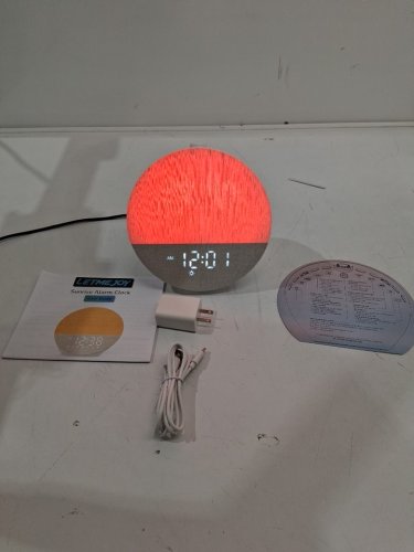letmejoy sunrise alarm clock & sleep sound machine with rgb lights - bluetooth speaker - white (model:yf-04) image 2