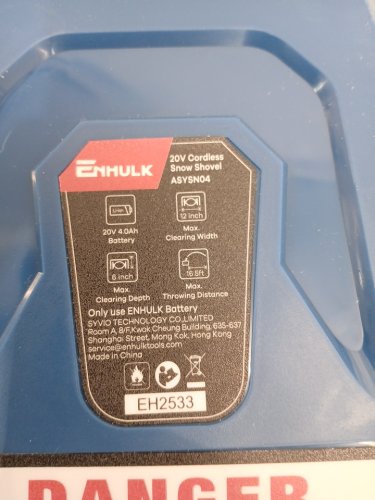 ENHULK BATTERY POWERED CORDLESS SNOW SHOVEL BLOWER WITH DIRECTIONAL PLATE & ADJUSTABLE FRONT HANDLE - 20V / 4AH - 12" PATH - BLUE (MODEL: ASYSN04) image 7