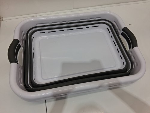 2PK POP AND LOAD COLLAPSIBLE LAUNDRY BASKETS - 24" X 17.2" X 10.7" - BLUE/WHITE (MODEL: 2787084) image 2