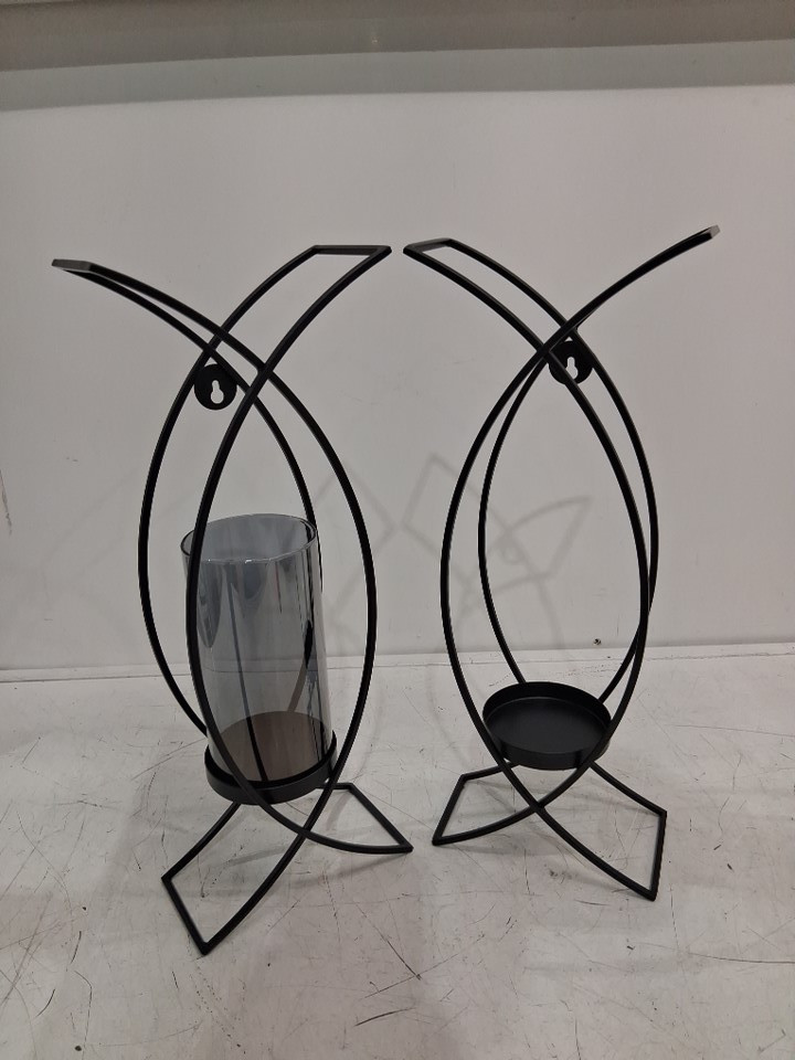 2PK Walasis Wall Mounted Black Metal Candle Sconces - 2.4" x 4.9" x 13" - Black image 3