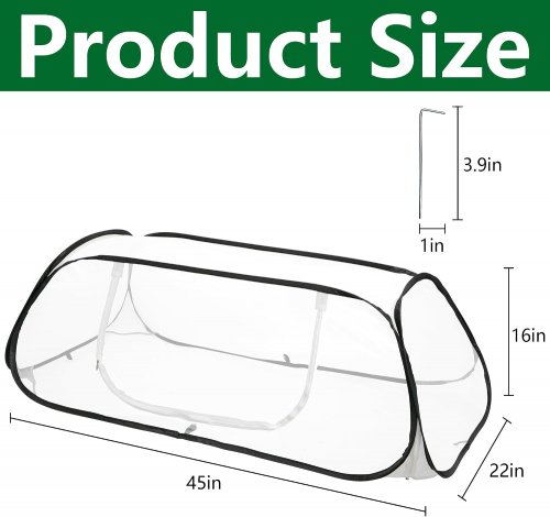 2PC zeruprin  Pop Up Garden Rows Plant Cover - 46" x 22" x 16" - WHITE/BLACK image 2