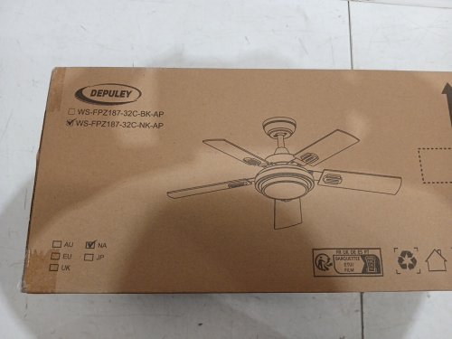 depuley 5 blades dual finish reversible ceiling fan with light - 42" - black walnut (model: ws-fpz187-32c-nk-ap) image 2