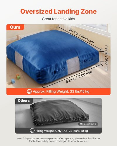 Crash PaD with Foam Blocks and Washable Cover - 5ft x 5ft - blue  (MODEL: sm-cc01) image 2