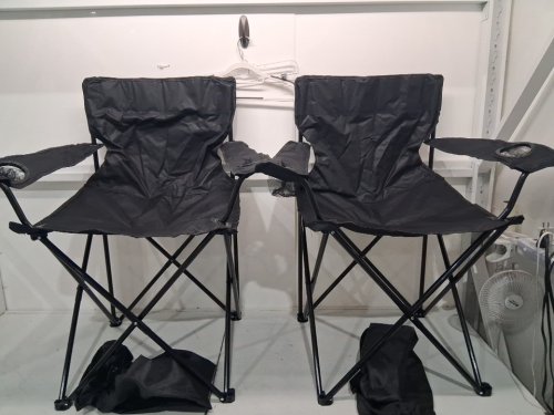 2PK HaSteel Foldable Camping Chair With Cup Holders And Carry Bag - 275LB Max - Black image 3