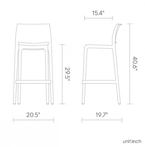 Lagoon sensilla solid resin bar stool - 29" high seat - turkish blue (model: 7211B) image 2