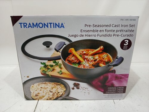 3PC tramontina pre-seasoned cast iron set - 7QT (11") - BLACK (MODEL : 1901865) image 2