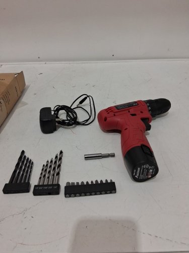 avid power cordless drill with bits - 12v - 1400rpm - red (model: J1220) image 3