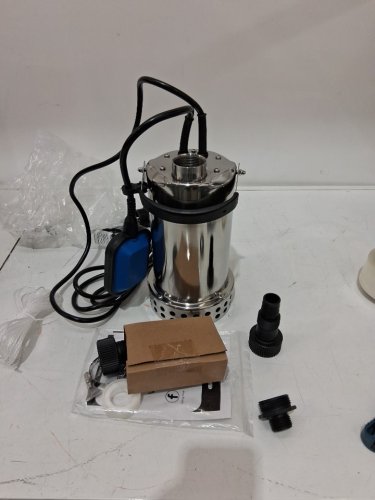 foting submersible water pump with automatic float switch - 1hp - 4600gph - lift water up to 32ft upward - stainless steel/silver (model: q90054r) image 4