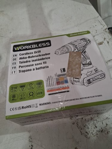 WorkBless Cordless Drill with 2 Batteries, Charger and Bits Tool Set - 21V - orange - (model wb0702) image 2