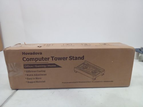 Hovadova Computer Tower Stand with Dual Cooling Fans and wheels - black image 2