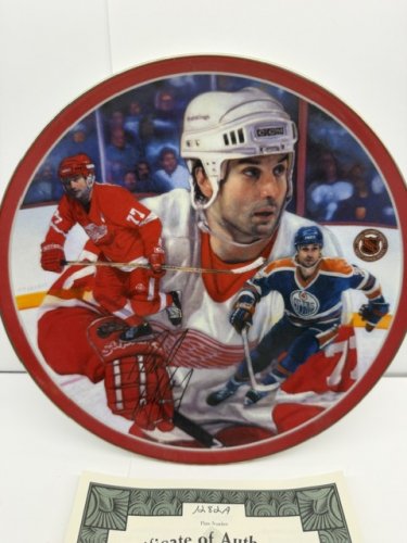 NHL DETROIT REDWINGS & EDMONTON OILERS PAUL COFFEY "SWIFT 77" HEROES ON ICE 5TH ISSUE LIMITED EDITION PLATE - BY SHARIF TARABAY WITH COA image 3