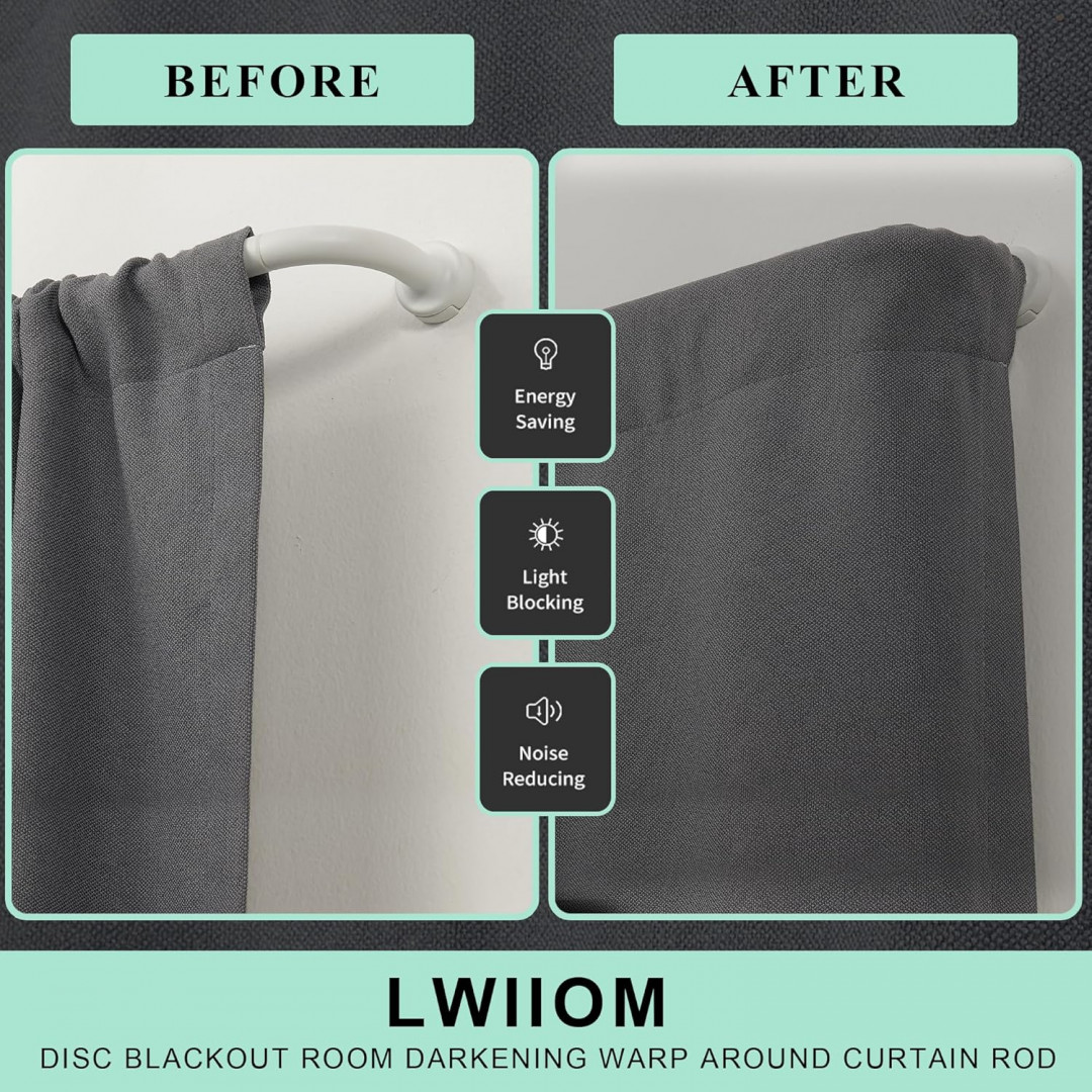 LWIIOM ADJUSTABLE CURVED CURTAIN ROD WRAP AROUND DESIGN - 24" - 48" - MATTE white (MODEL: LW-417) image 3