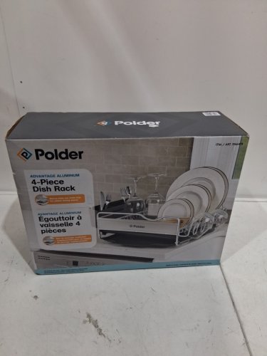 4pc polder advantage aluminum dish rack - 20.6" × 14" × 6.9" - GREY/BLUE (model: 1966478/KTH-6350CN) image 2