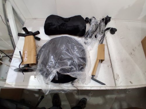 adjustable mobile vanity chair with backrest - black image 2