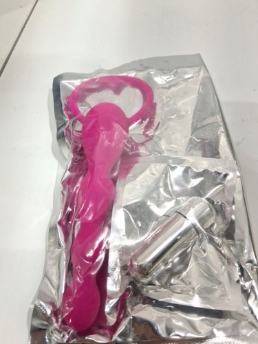 2-IN-1 silicone vibrating beaded anal probe and cock ring combo - 5" - PINK image 3